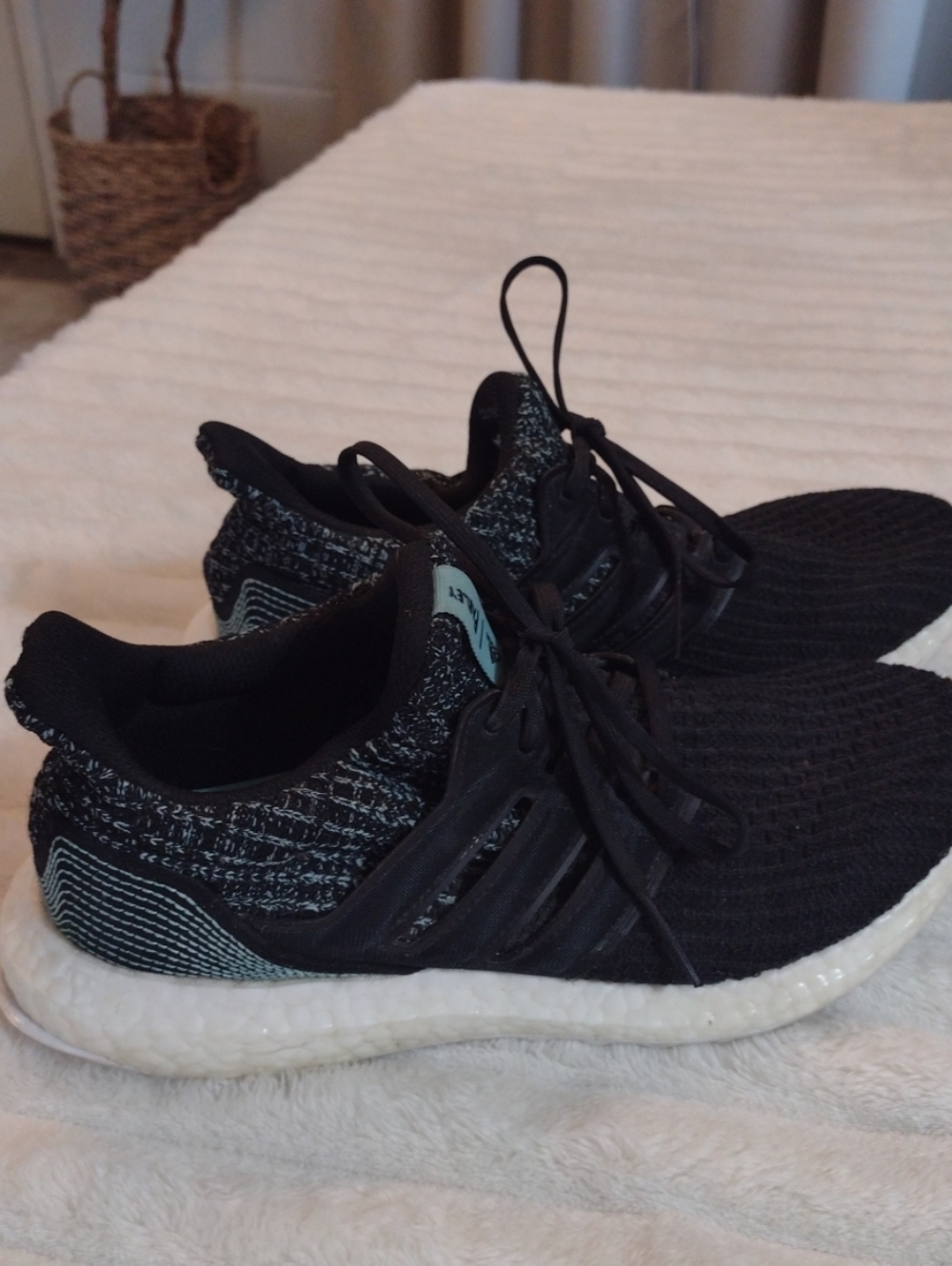 Adidas Womens 7 Parley Boost Torsion System Running Shoes Continental Black Teal